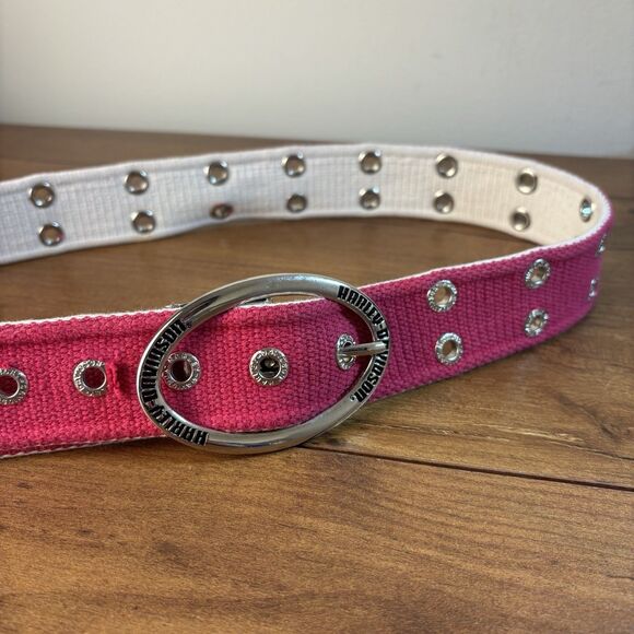 VTG Harley Davidson Pink Grommet Grunge Y2K Belt Womens - Picture 2 of 8